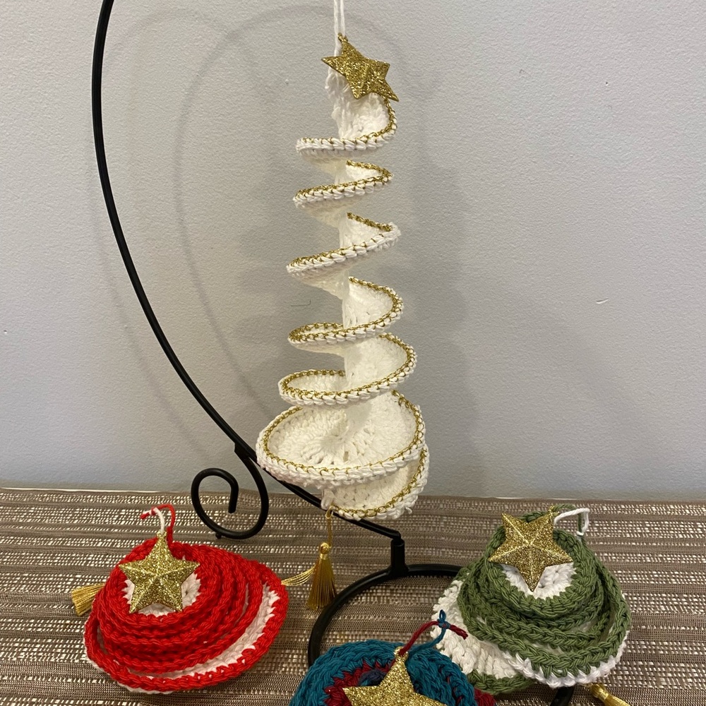 Gold and White Spiral Holiday Ornament